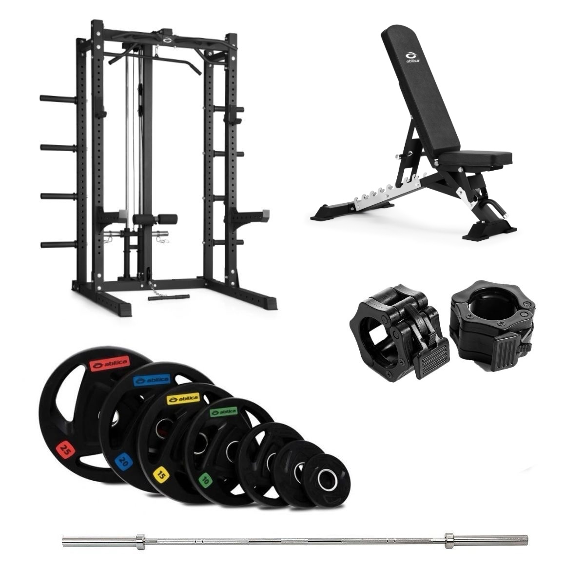 HR 500 Half Rack Olympic med bænk og nedtræk  -  150 kg