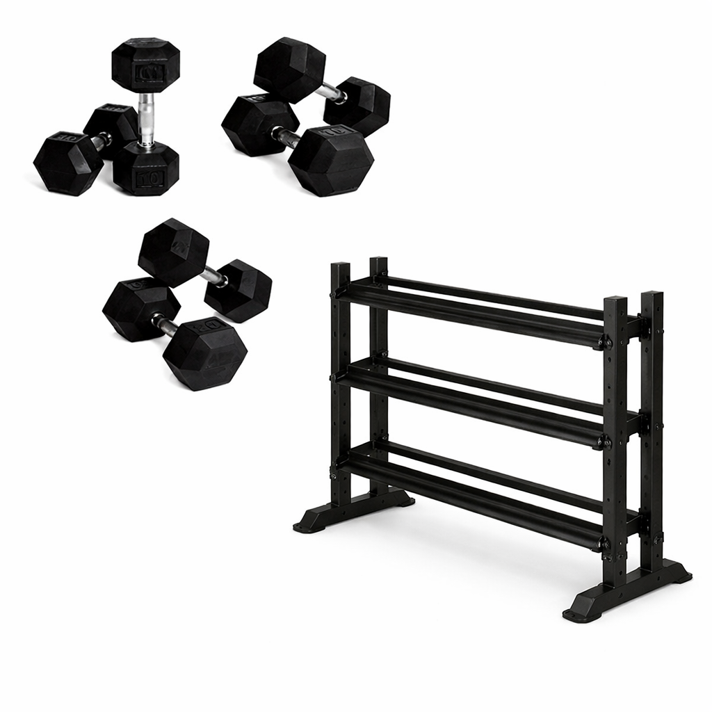 Hex Håndvægtsæt med stativ 2 - 20 kg