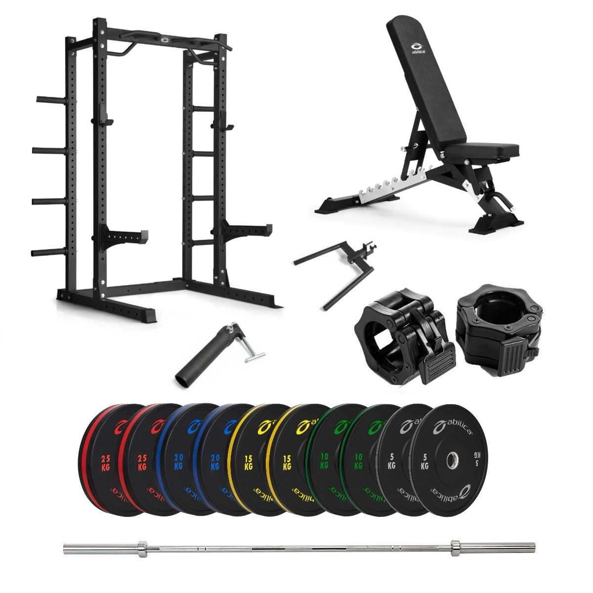 Half Rack med farvede Bumper og bænk  -  170 kg